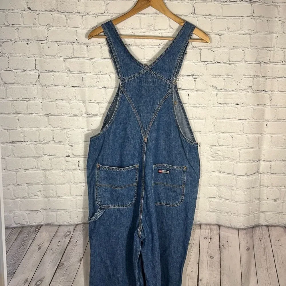 Union Bay Blue Denim Bib Baggy Overalls Farmer size‎ L Large Carpenter